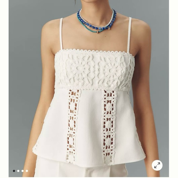Anthropologie Tops - Anthropologie BLITHE Linen Blend Crochet Tank size XL  MSRP $98.00